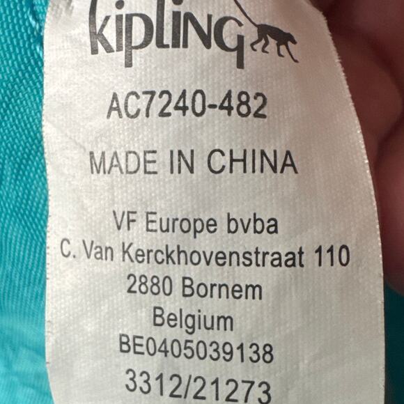 Kipling Sabian Mini Crossbody Bag Teal Blue With Gorilla Interior Zip Pocket - Picture 9 of 9